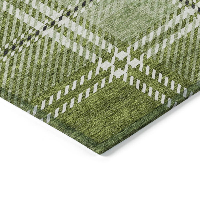 Machine Washable Indoor/ Outdoor Chantille Plaid Cozy Rug