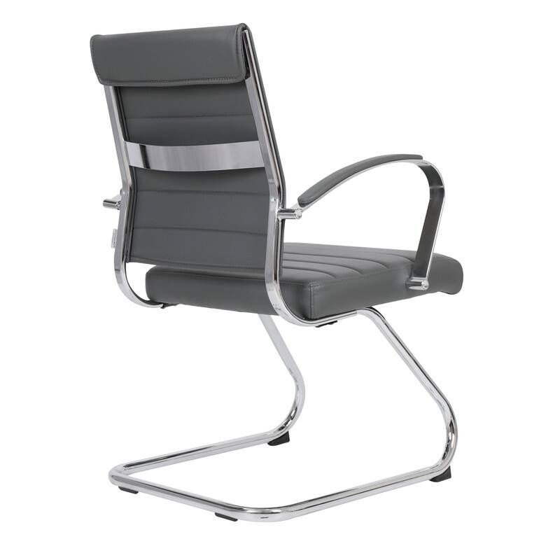 Benmar Series Mid Back Modern Leather Office Executive Desk Chair, Ergonomic Seating with Stainless Steel Sled Base
