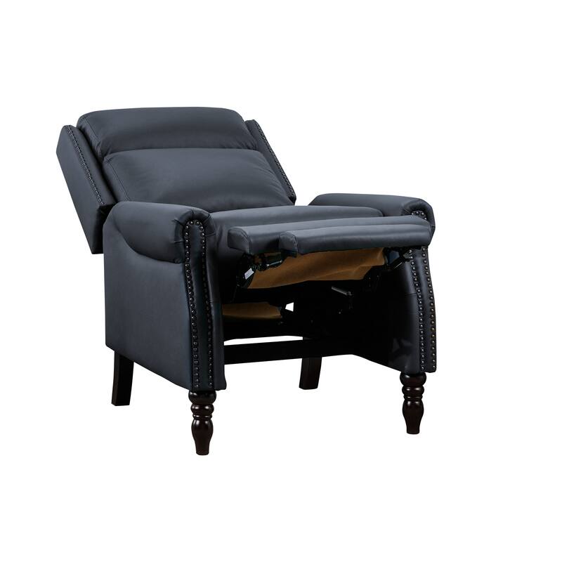 Mid-century Genuine Leather Recliner Adjustable Push Back Comfortable Set of 2 Arm Chairs for Living Room