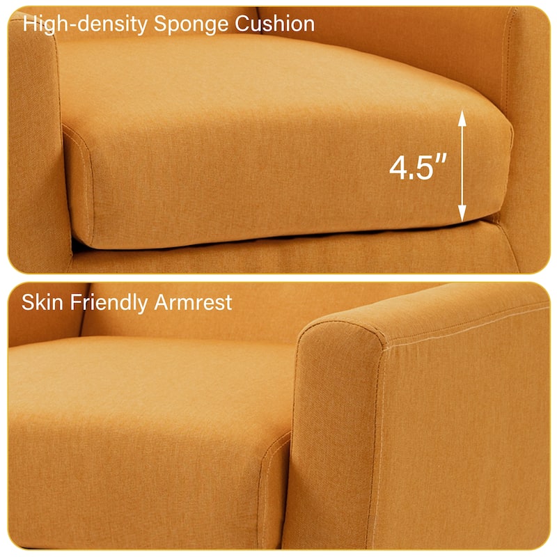 Modern Accent Chair Cotton Linen Upholstered Chair for Living Room