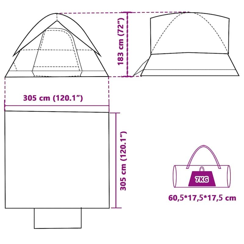 vidaXL Family Tent Dome 6-Person White Blackout Fabric Waterproof - 120.1 x 120.1 x 72.0"