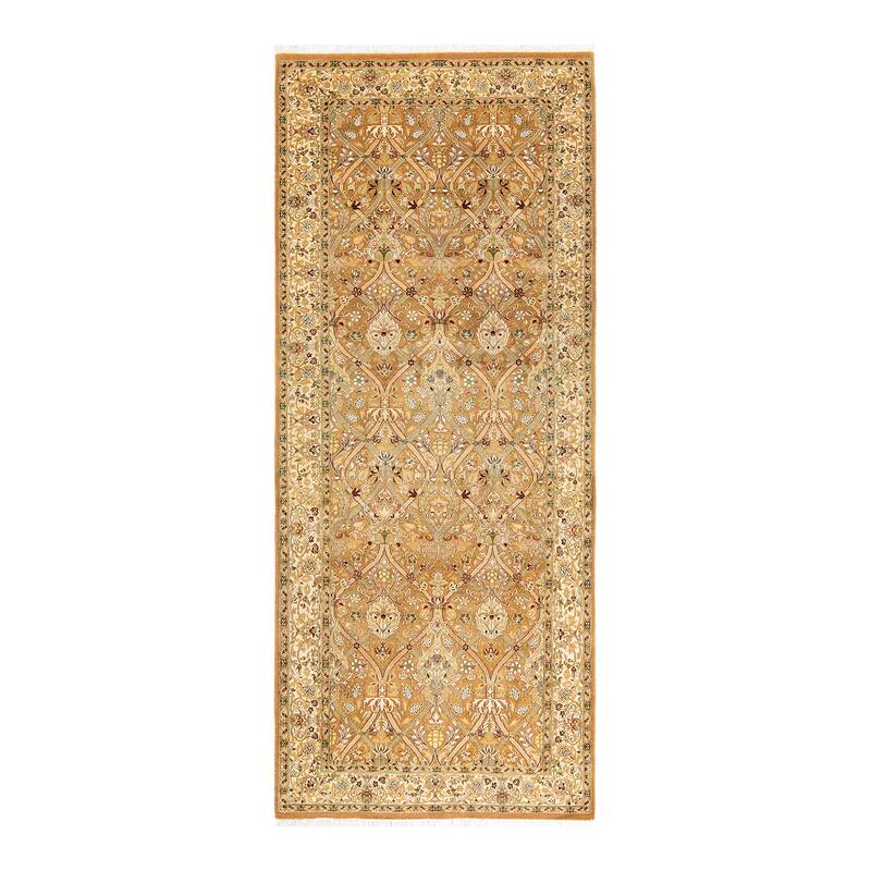 Overton Handknotted Wool Traditional Oriental Brown Runner - Bronze - Runner