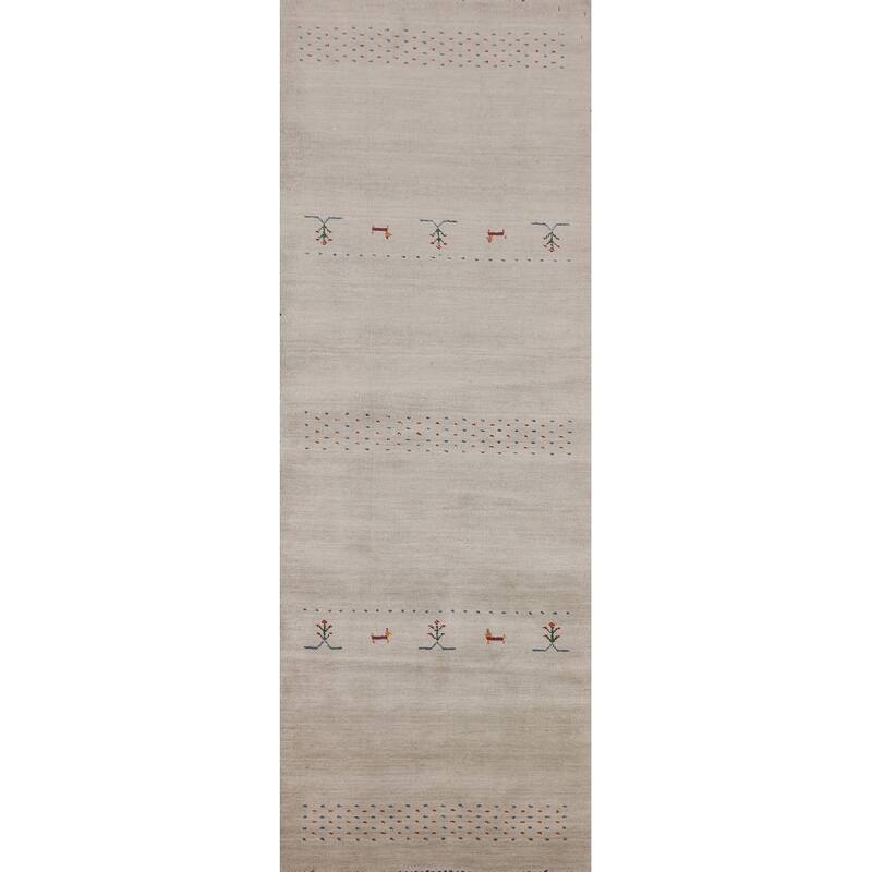 Gabbeh Indian Runner Rug Hand-Knotted Oriental Tribal Wool Carpet - 2'7"x 9'7"