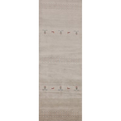Gabbeh Indian Runner Rug Hand-Knotted Oriental Tribal Wool Carpet - 2'7"x 9'7"