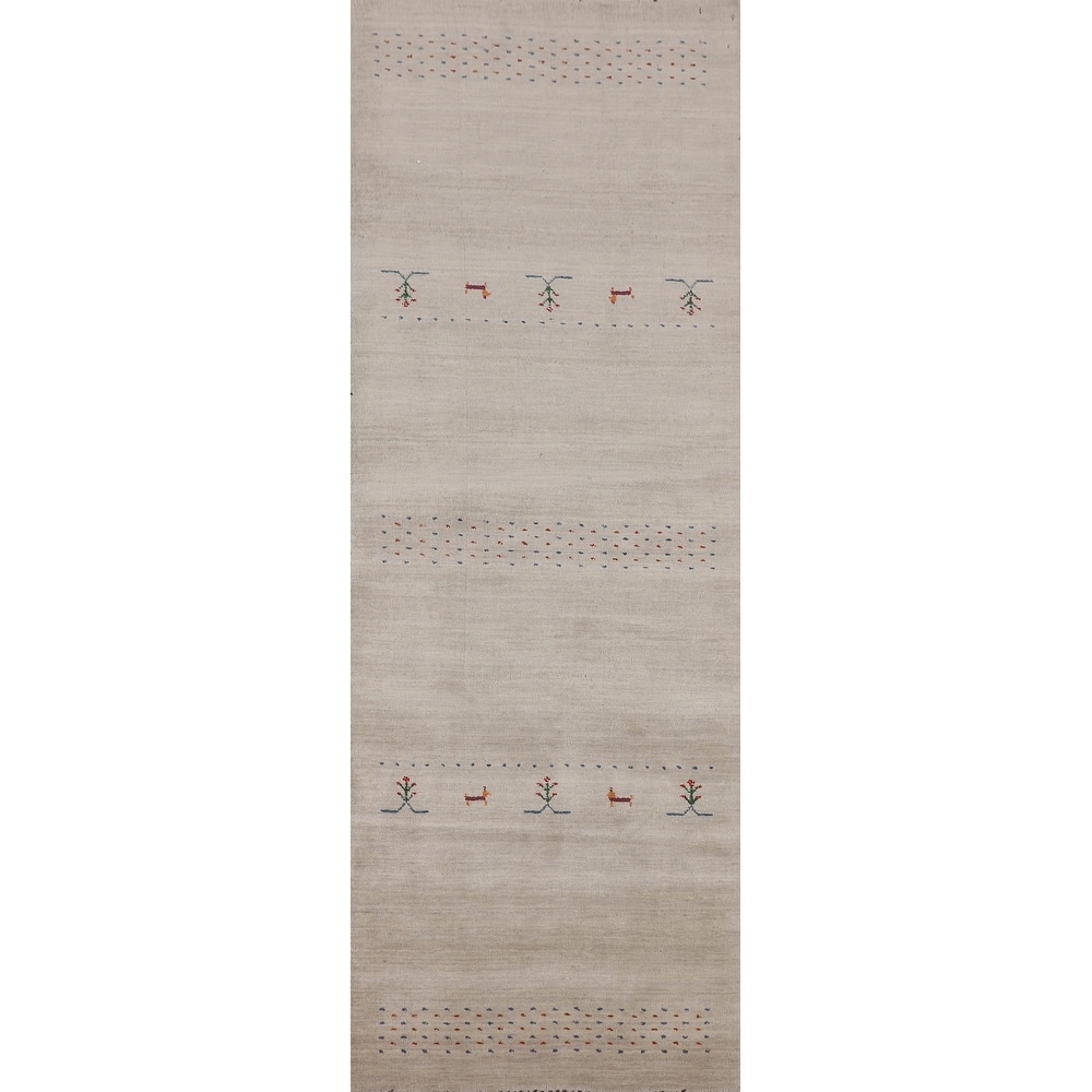 Gabbeh Indian Runner Rug Hand-Knotted Oriental Tribal Wool Carpet - 2'7"x 9'7"