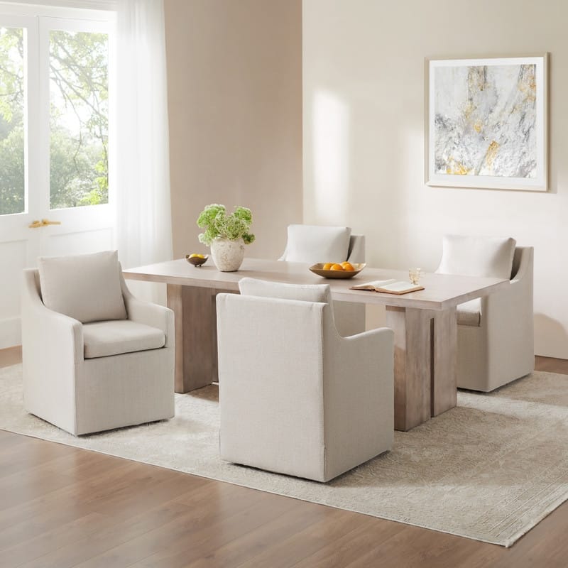 Bentley Modern Mobile Dining Arm Chairs with Casters & Storage