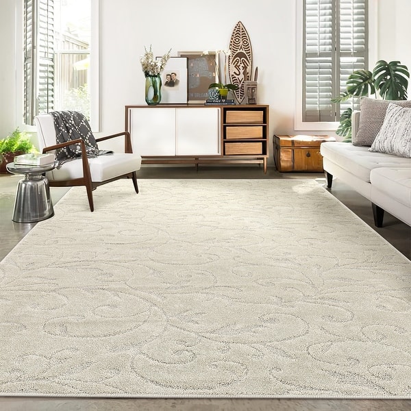 slide 2 of 18, Garvee Boho Area Rug Modern Indoor High-Low Pile Floor Cover 4' x 6' - Beige - Rectangle