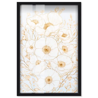 White and Gold Poppies II Shadowbox by Art Remedy