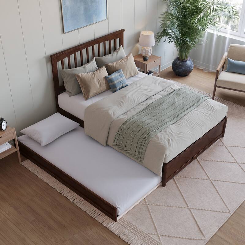 Everett Platform Bed with Panel Footboard and Twin Trundle