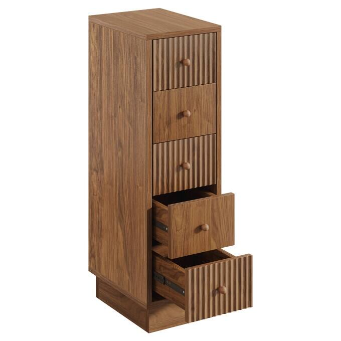 39.4" Tall Narrow Dresser Chest, Rustic 5-Drawer Storage Cabinet