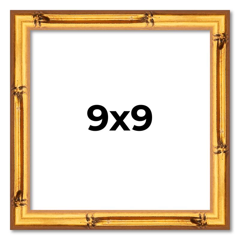 9x9 Frame Gold Bamboo Picture Frame - Modern Photo Frame Includes UV