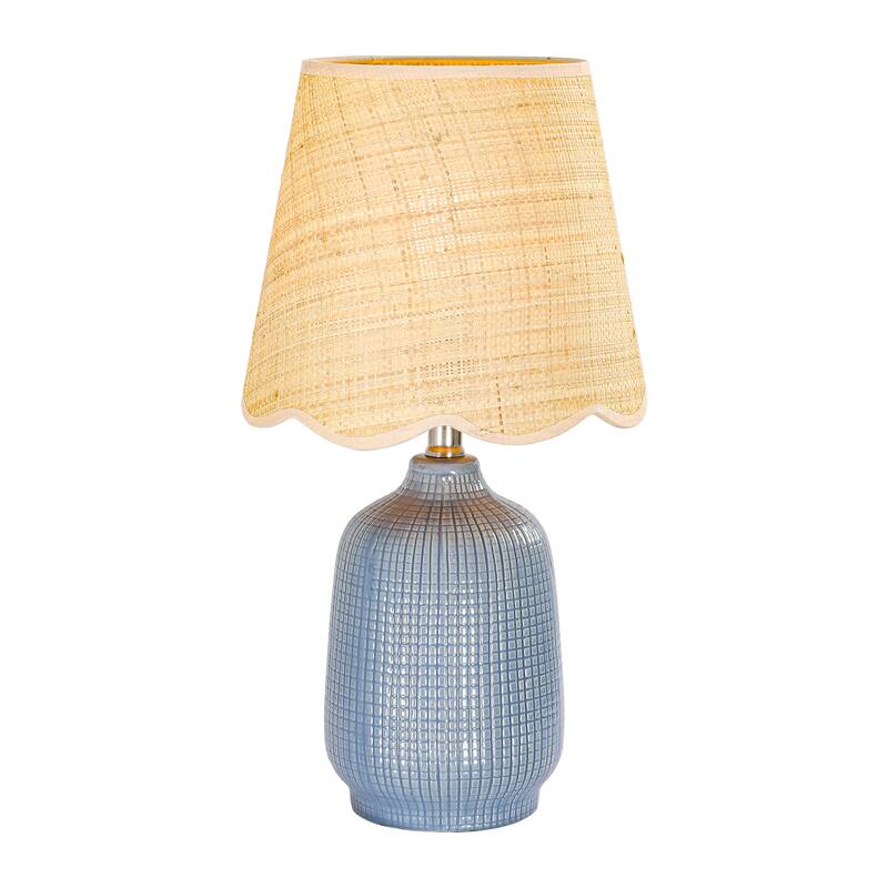 Rustic Ceramic Accent Table Lamp with Raffia Shade