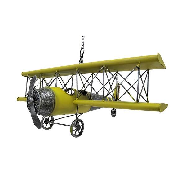 Yellow Vintage Metal Bi Plane Hanging Decor Retro Vintage Metal Bi Plane Hanging Decor