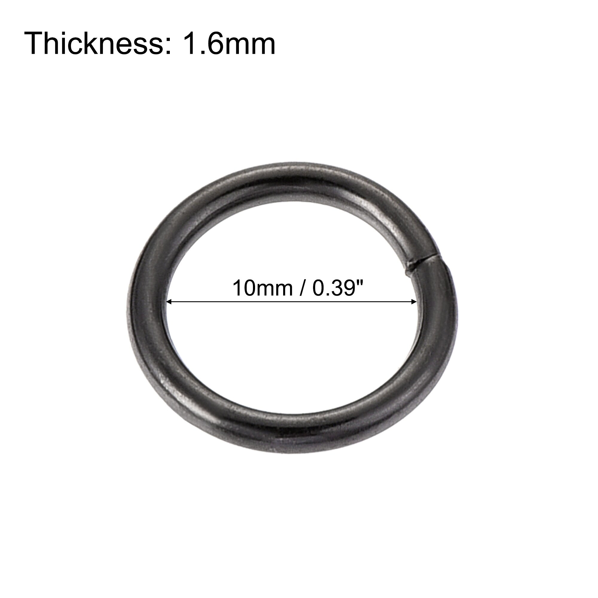 Unique Bargains Metal O Rings, 10mm(0.39) ID 1.6mm Thick Non-Welded O-Ring, Dark Gray - Dark Grey - 15pcs