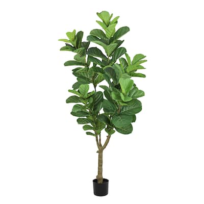 6ft Real Touch Artificial Fiddle Leaf Fig Tree in Black Pot - 72" H x 25" W x 25" DP