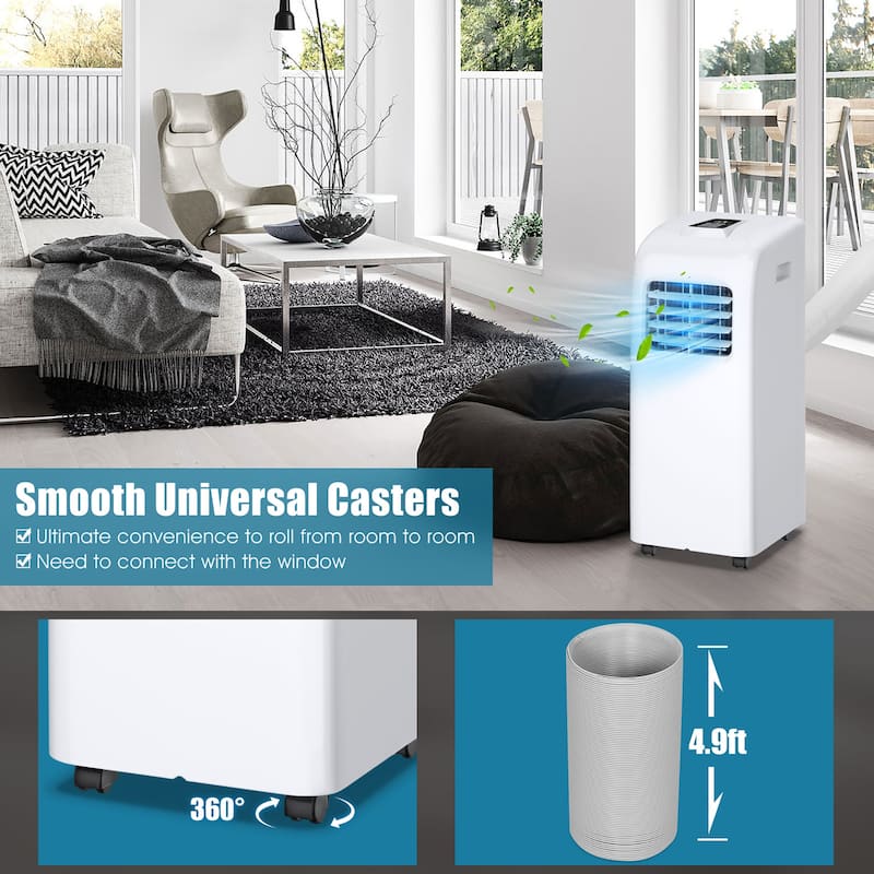 Costway Ashrae 8000 BTU Portable Air Conditioner & Dehumidifier - White--8000 BTU