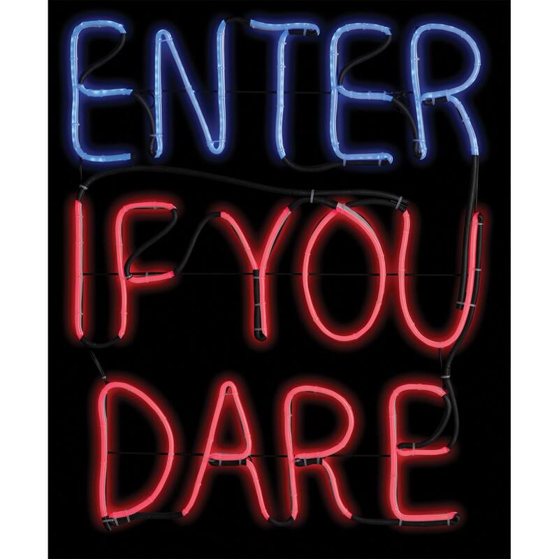 LED Lighted "ENTER IF YOU DARE" Halloween Sign - 20" - Blue and Red