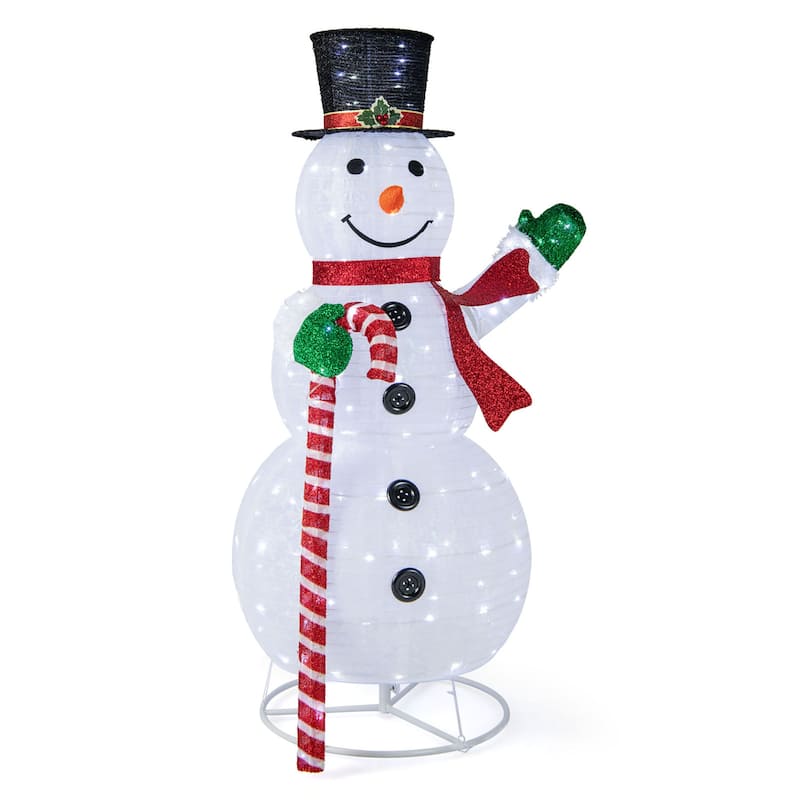 Gymax 5FT Lighted Christmas Snowman Outdoor Pop-up Snow Man w/ LED