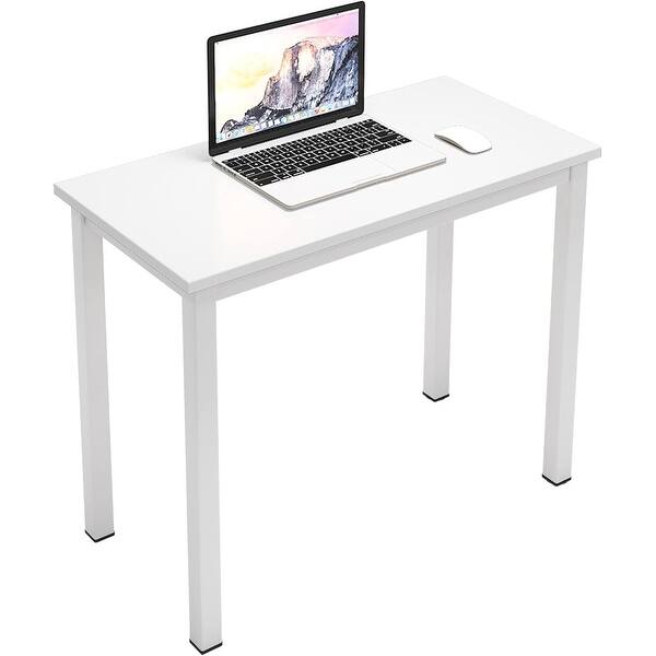 31.4 Inch White Modern Computer Desk with High Glossy Finish for Home ...