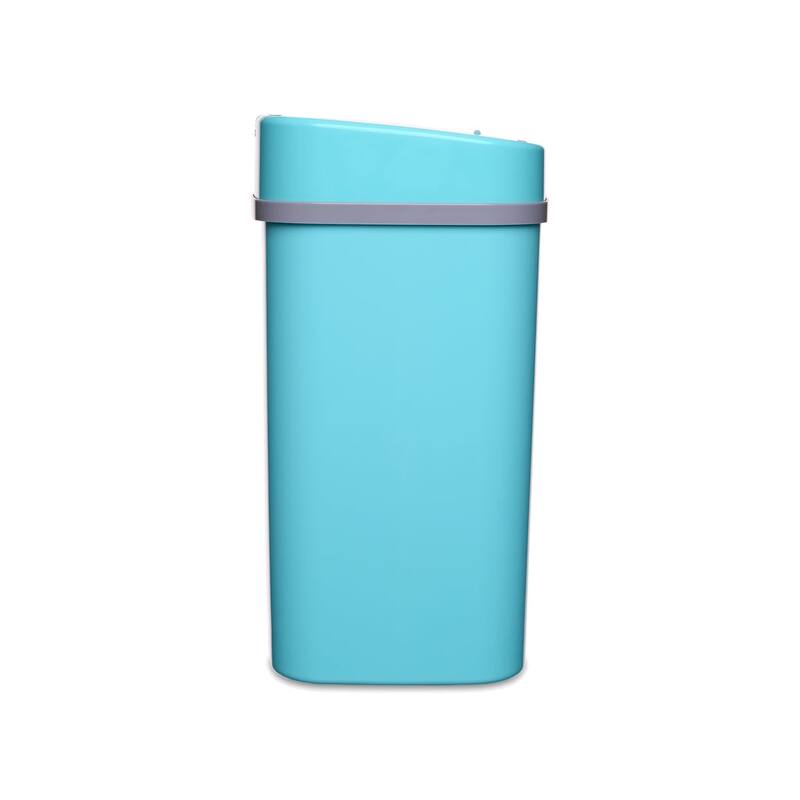 NINESTARS 3.2 Gallon Tiffany Blue Rectangular Motion Sensor Trash Can