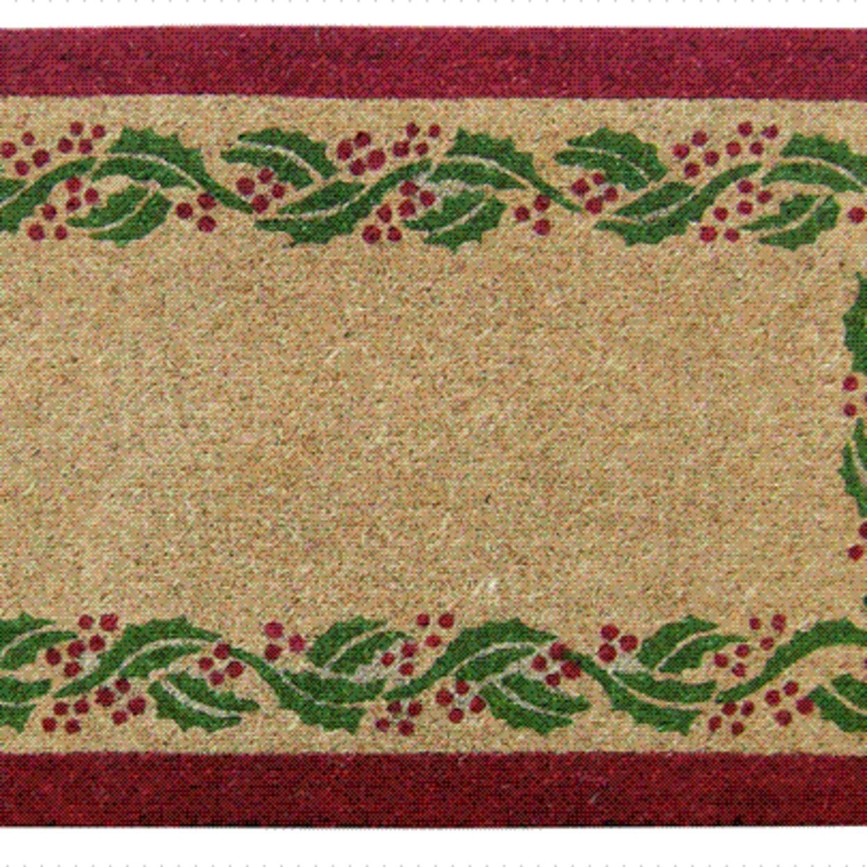 Shop Nedia Home O2244 Heavy Duty Coir Mat 22 X 36 In Holly Ivy Border Plain Overstock 27726975