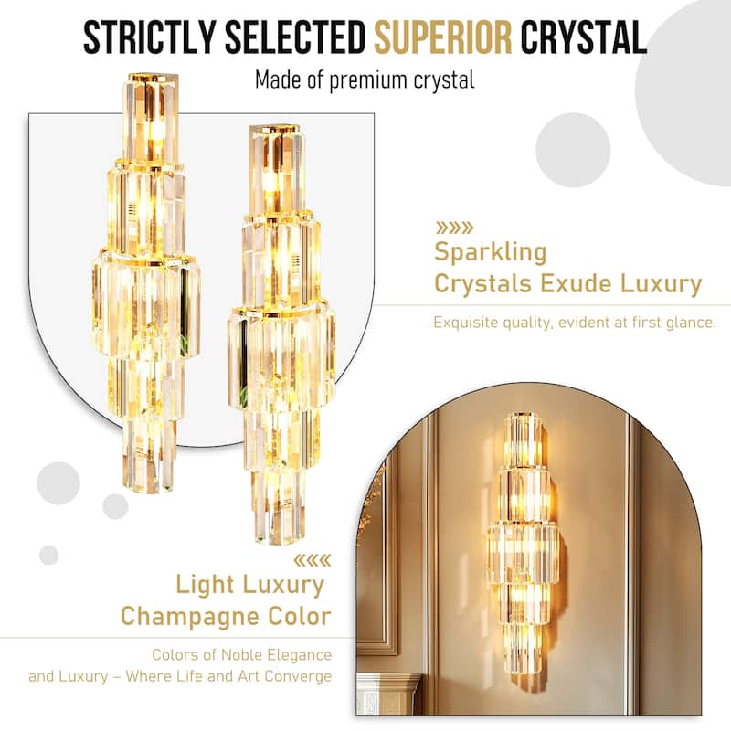 Modern Wall Sconce Contemporary Crystal Gold Bathroom Light Fixtures