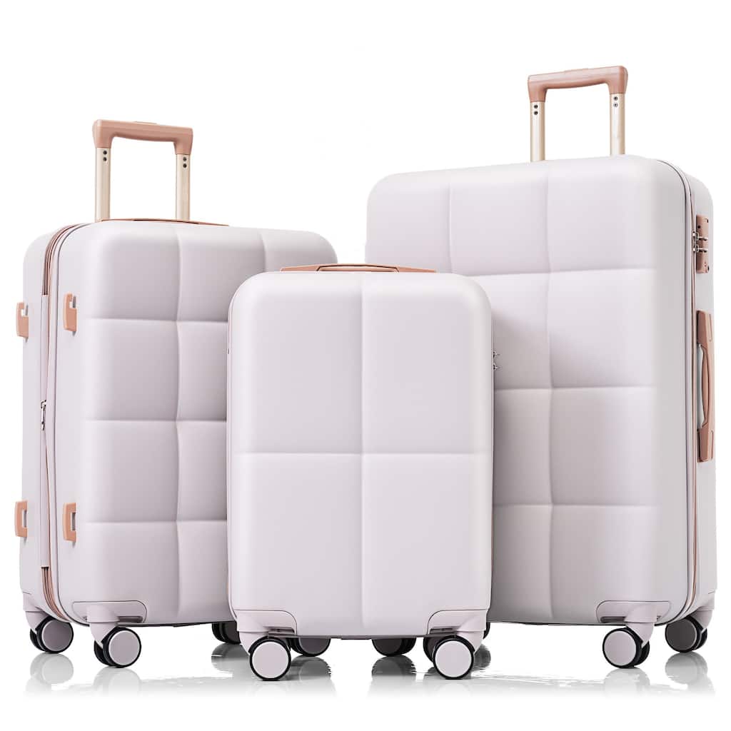 3-Piece, Modern Luggage Sets Hard Shell Luggage with Cup Holder and Spinner Wheels, for Boarding Travel