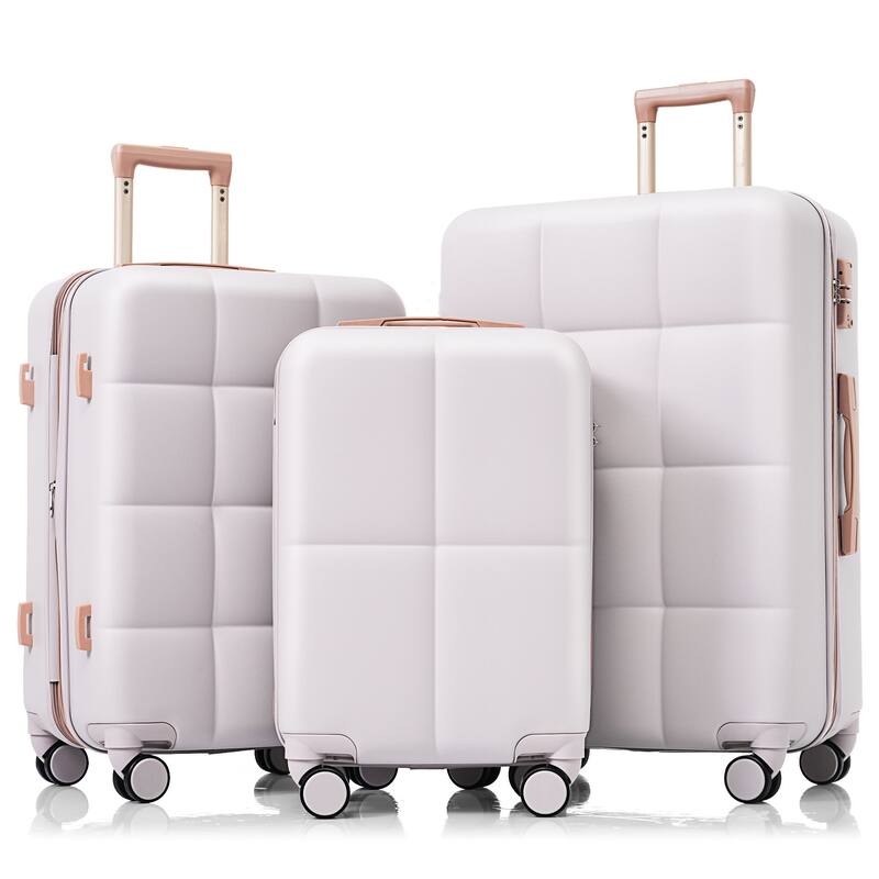 Luggage Set of Three, ABS Hard Shell Luggage with Spinner Wheels.