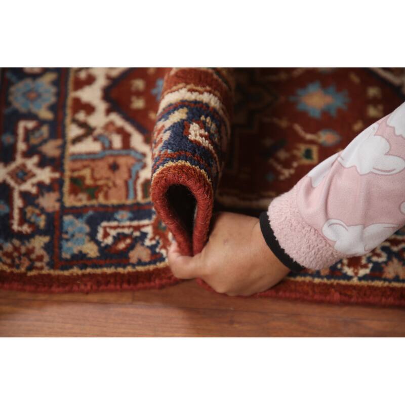 Hand Knotted Oriental 100% Wool Carpet Traditional Medallion Oranges & Rust Heriz (serapi) Area Rug - 3' 0'' X 2' 0''