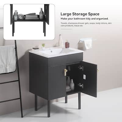 30 in. W x 19 in. D x 23 in. H Bathroom Vanity with White Ceramic Basin,Two Soft Close Cabinet Doors,Excluding faucets