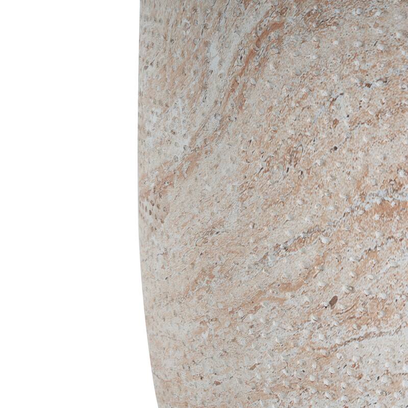 Outdoor Indoor Lightweight Concrete Side Table, Travertine Finish - 15.34