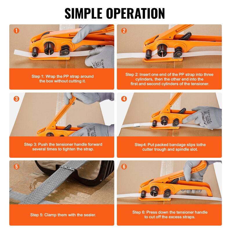 Banding Strapping Kit with Strapping Tensioner Tool, Banding Sealer Tool, Pallet Packaging Strapping Banding Kit