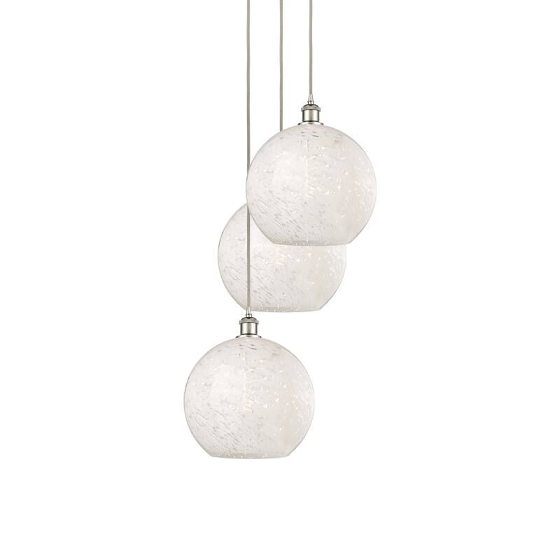 Innovations Lighting 113B-3P-14-19 White Mouchette Pendant White - Polished Nickel