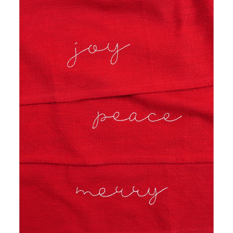 Napkins Holiday Red Embroidered Monaco - Peace (Set of 4) - 20" x 20"