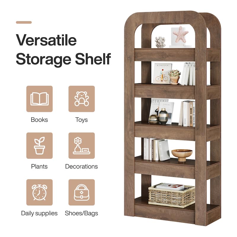 70.9 Inches Tall Bookshelf 5-Tier Bookcase for Home Office - 11.8" D x 31.5" W x 70.9" H