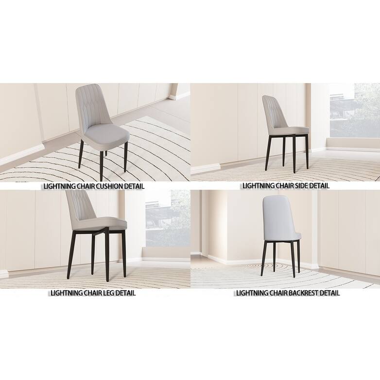 Dining Chairs Set of 4, Faux Leather Upholstered Dining Chairs with Metal Legs for Kitchen/Living Room/Restaurant