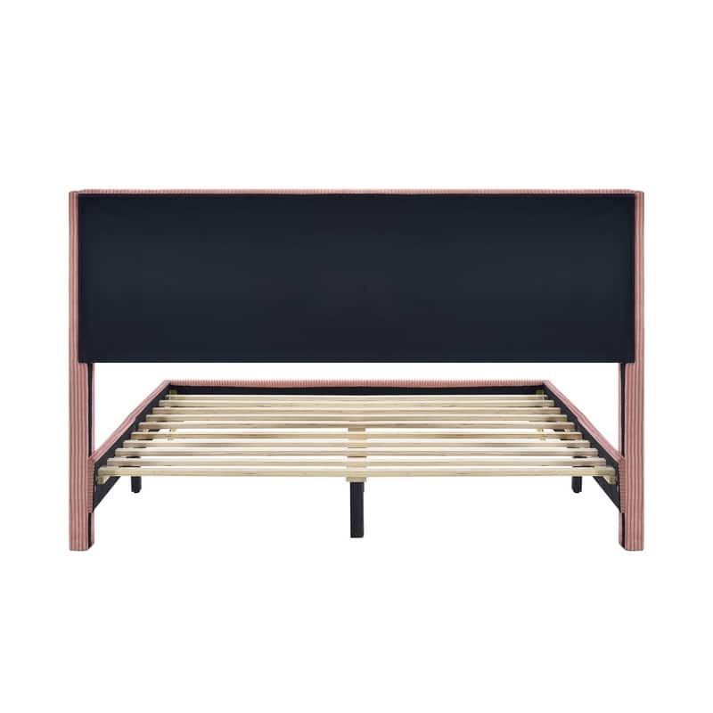 Elegant Upholstered Wood Platform Bed with Upholstered Headboard
