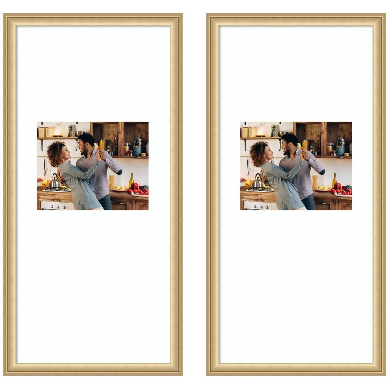 Kate and Laurel Florence Gold Photo Frame Set - 14x30 matted to 8x10 - Gold