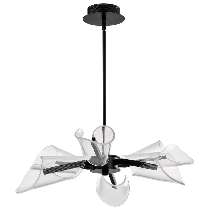 Sedona 28 Inch 6 Light LED Chandelier Matte Black Silk Screened Acrylic Lens - Matte Black
