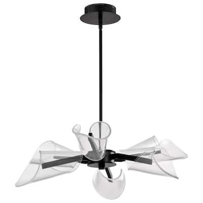 Sedona 28 Inch 6 Light LED Chandelier Matte Black Silk Screened Acrylic Lens