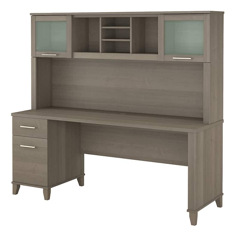 Bush Furniture Somerset 72W Office Desk with Hutch in Ash Gray