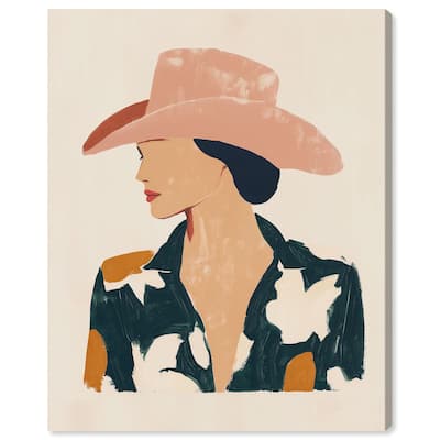 Woman in the Pink Hat Canvas by Art Remedy, Gallery Wrapped