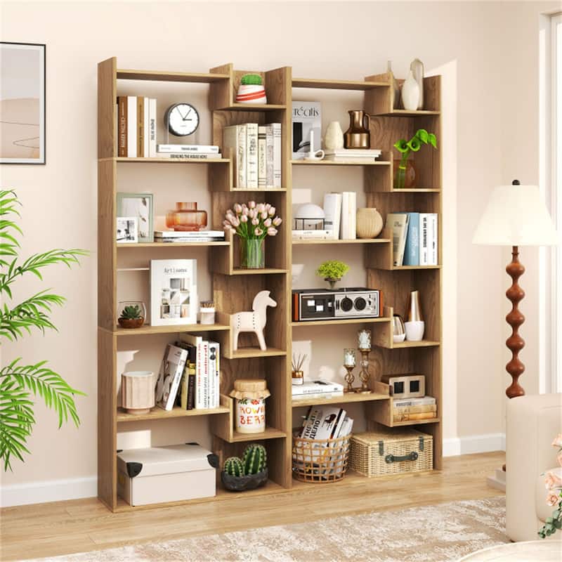 64" Tall Engineered Wood Storage Organizer Bookcase for Living Room or Bedroom - 27"L x 9"W x 64"H