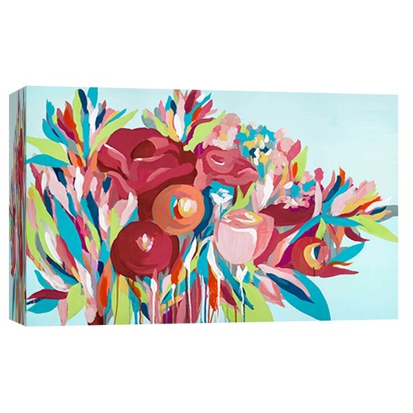 PTM Images 9-102045 PTM Canvas Collection 8" x 10" - "Bouquets on Blue" Giclee Roses Art Print on Canvas