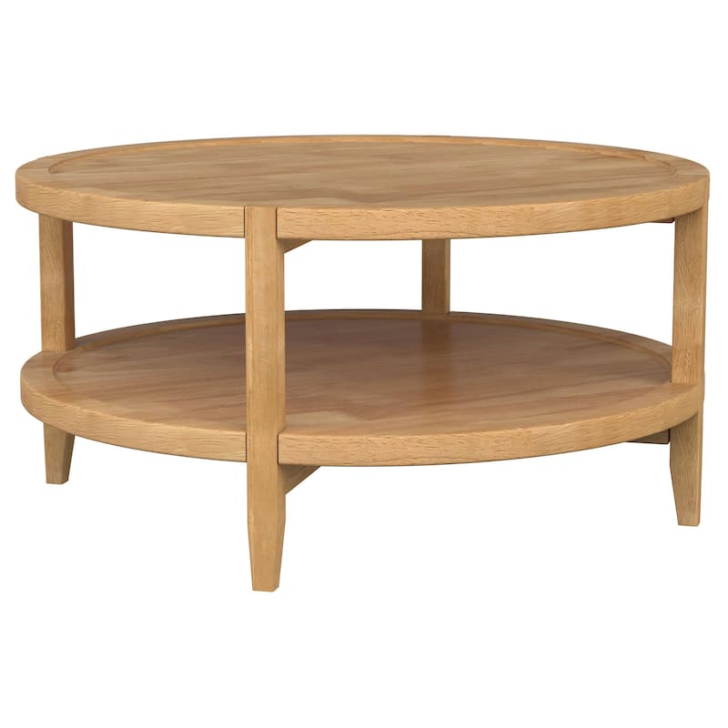 Camillo Round Solid Wood Coffee Table Maple Brown - Maple Brown - Wood