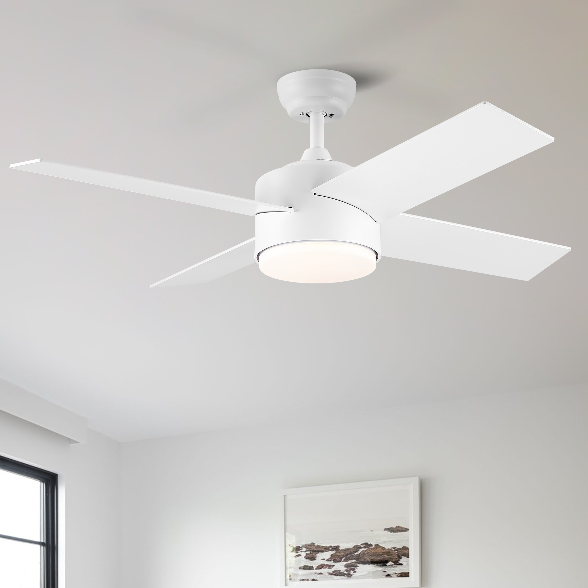 44 In Modern Intergrated LED Ceiling Fan Lighting with White ABS Blade  Bed Bath  Beyond 37684608