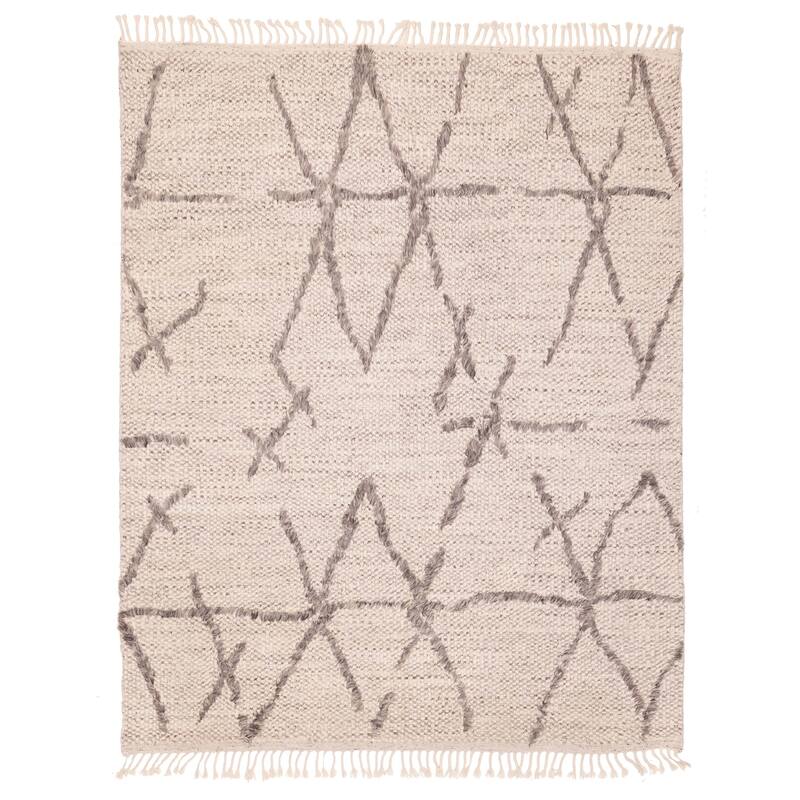 ECARPETGALLERY Hand-knotted Looma Light Grey Wool Rug - 8'0 x 10'3