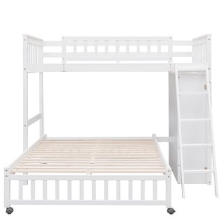Multifunctional Twin Over Full Bunk Bed With Six Drawers And Flexible Shelves