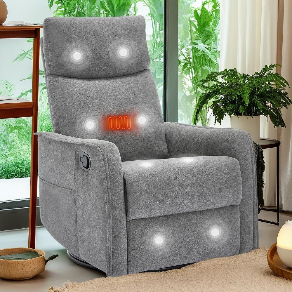 360° Swivel Rocker Recliner Chair with Massage and Lumbar Heating