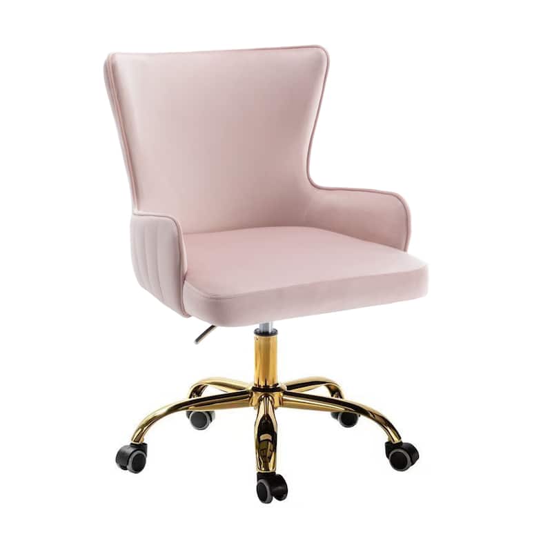 Porthos Home Daria Velvet Wingback Office Chair with Gold Chrome Base